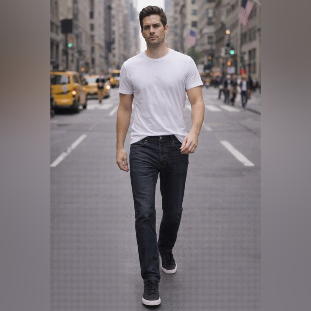 DSTLD Mens Solid Straight Leg Jeans Black 34 X 30 Stretch Cotton